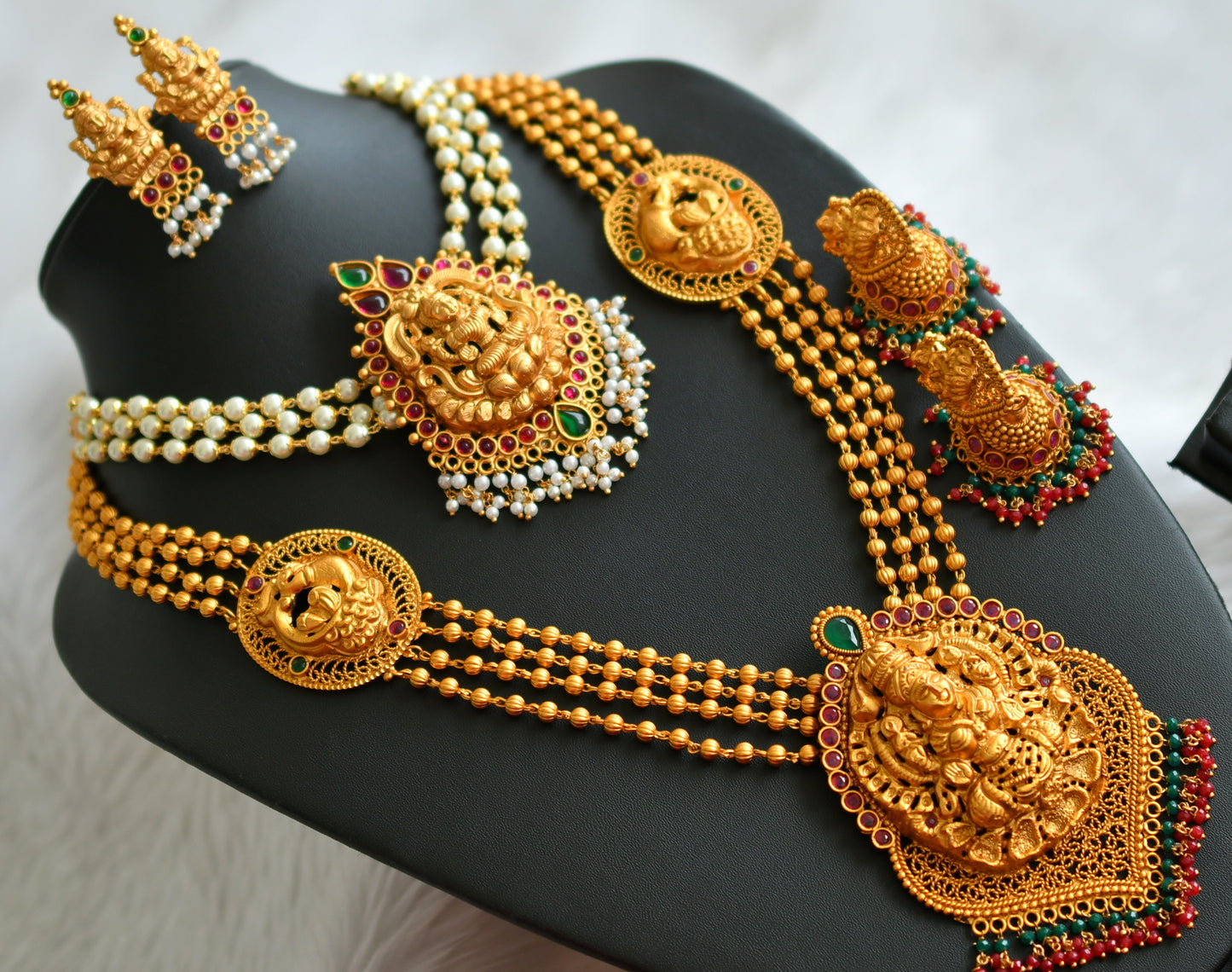 Matte finish kemp-green pearl lakshmi combo set dj-44464