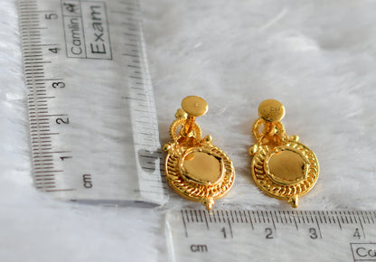 Gold tone kerala style red round ganesha earrings dj-47851