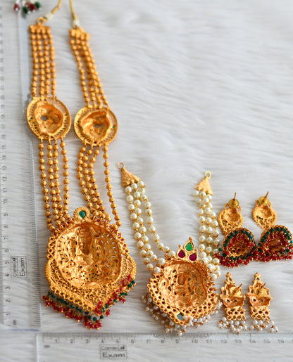 Matte finish kemp-green pearl lakshmi combo set dj-44464