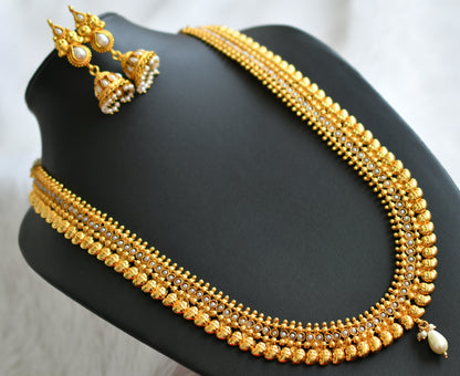 Antique gold tone pearl stone mango haar set dj-44460