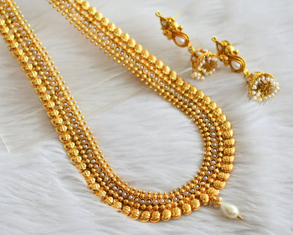 Antique gold tone pearl stone mango haar set dj-44460