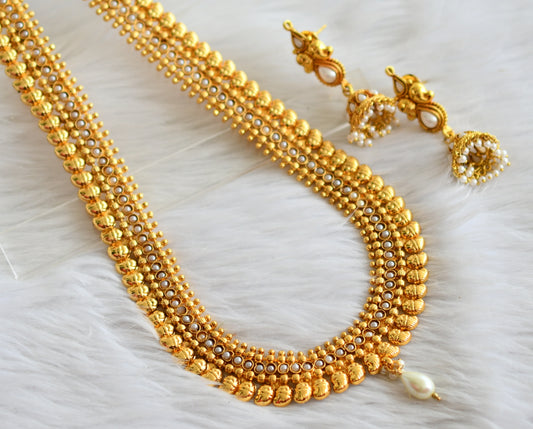 Antique gold tone pearl stone mango haar set dj-44460