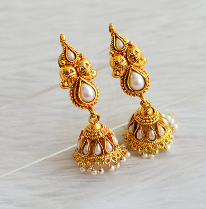 Antique gold tone pearl stone mango haar set dj-44460