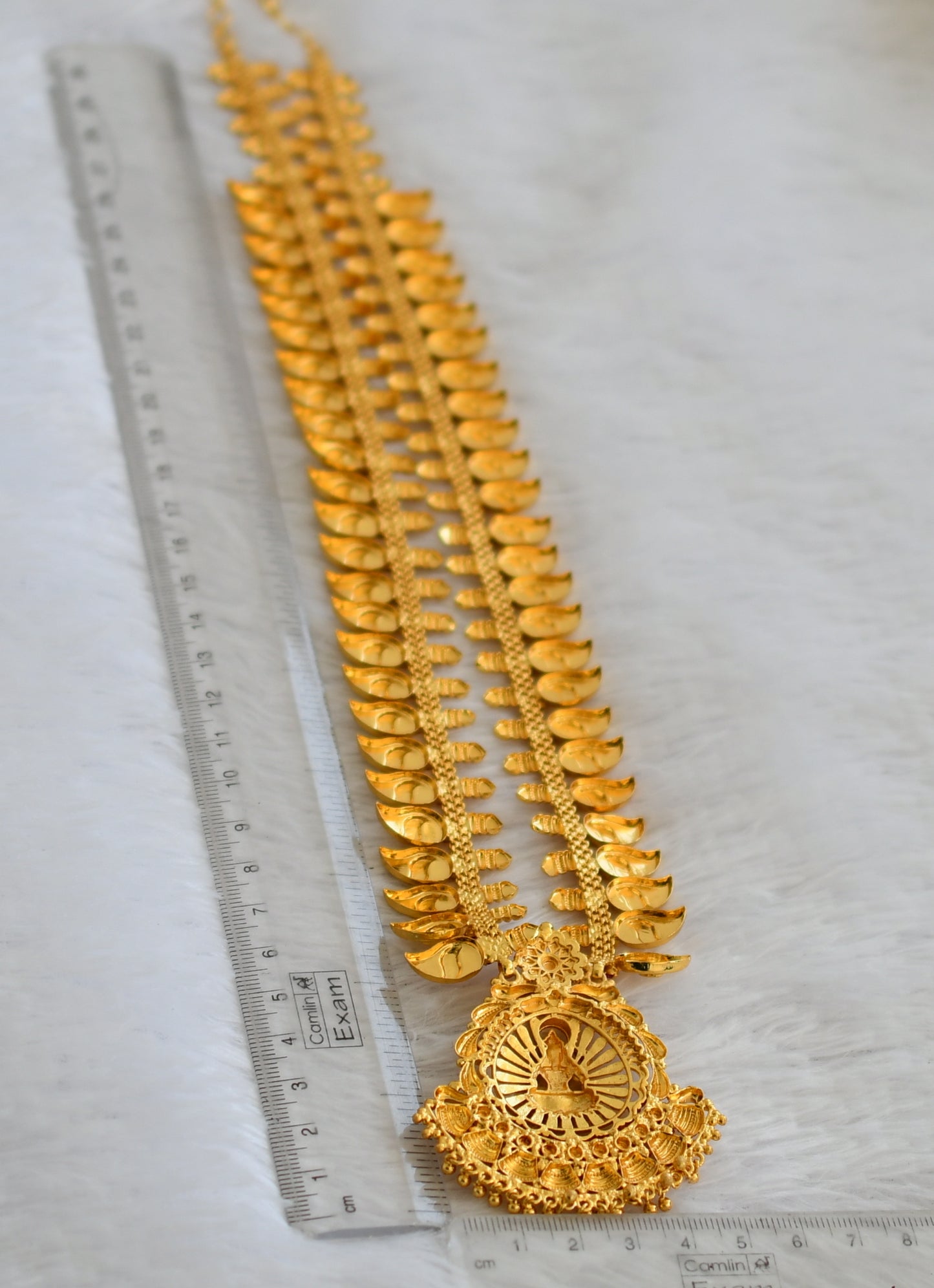 Gold tone kerala style kemp stone lakshmi mango haar dj-49765