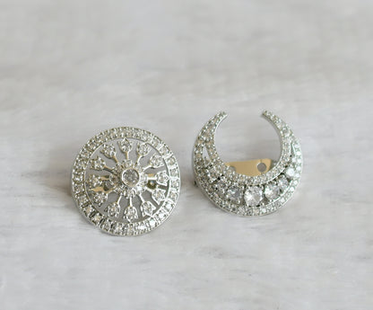 Silver tone cz sun moon hair jewel dj-49789