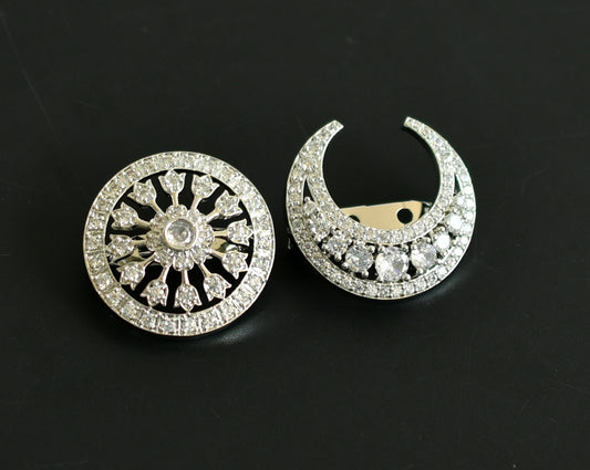 Silver tone cz sun moon hair jewel dj-49789