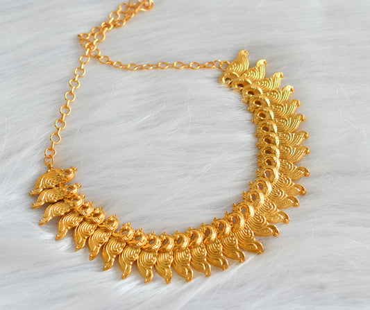 Gold tone stoneless peacock necklace dj-42984