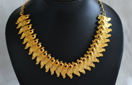 Gold tone stoneless peacock necklace dj-42984