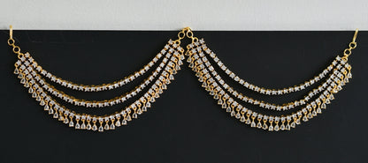 Two tone cz white stone multi layered ear side chain dj-49791