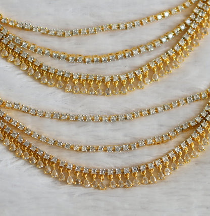 Two tone cz white stone multi layered ear side chain dj-49791