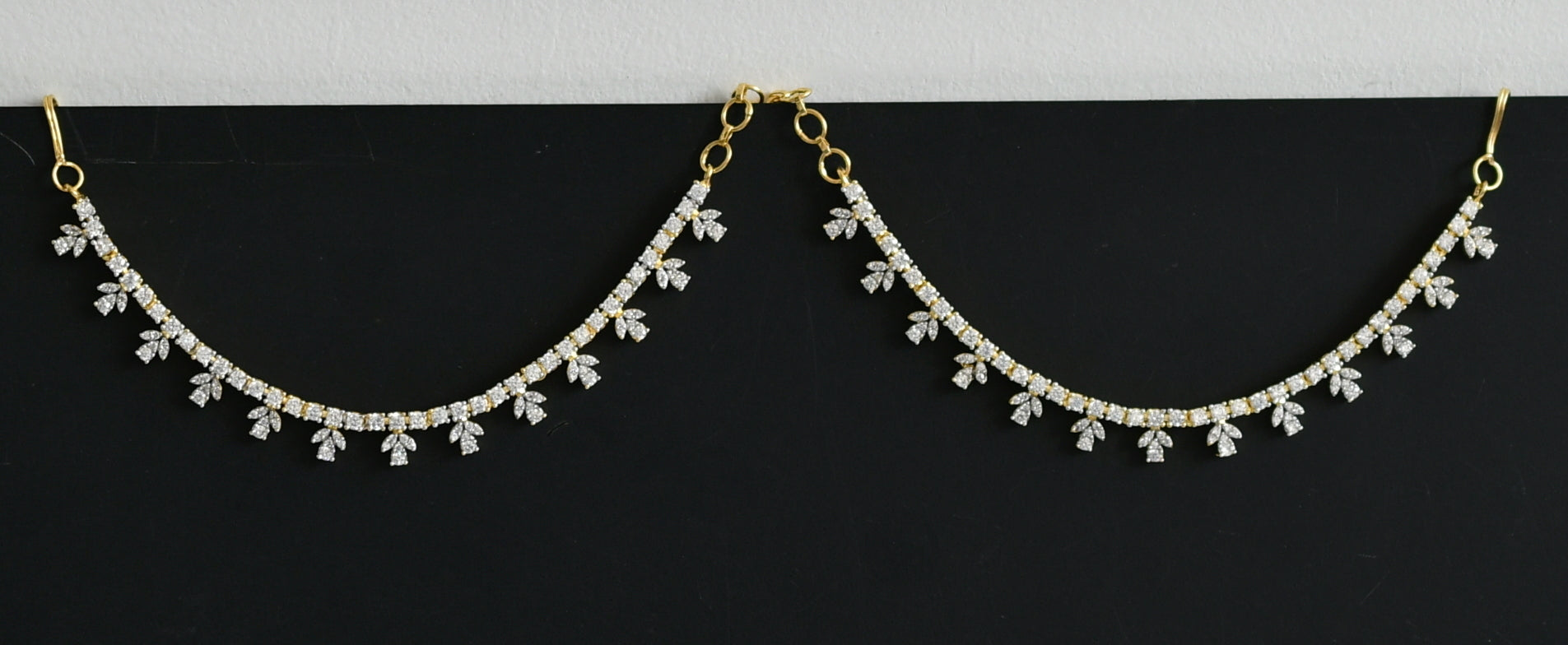 Whitestone Ear Chain Two tone cz white stone ear side chain dj-49795 – dreamjwell