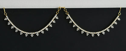 Two tone cz white stone ear side chain dj-49795