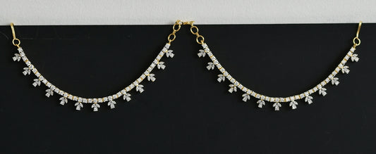 Two tone cz white stone ear side chain dj-49795