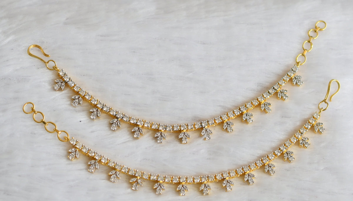 Whitestone Ear Chain Two tone cz white stone ear side chain dj-49795 – dreamjwell