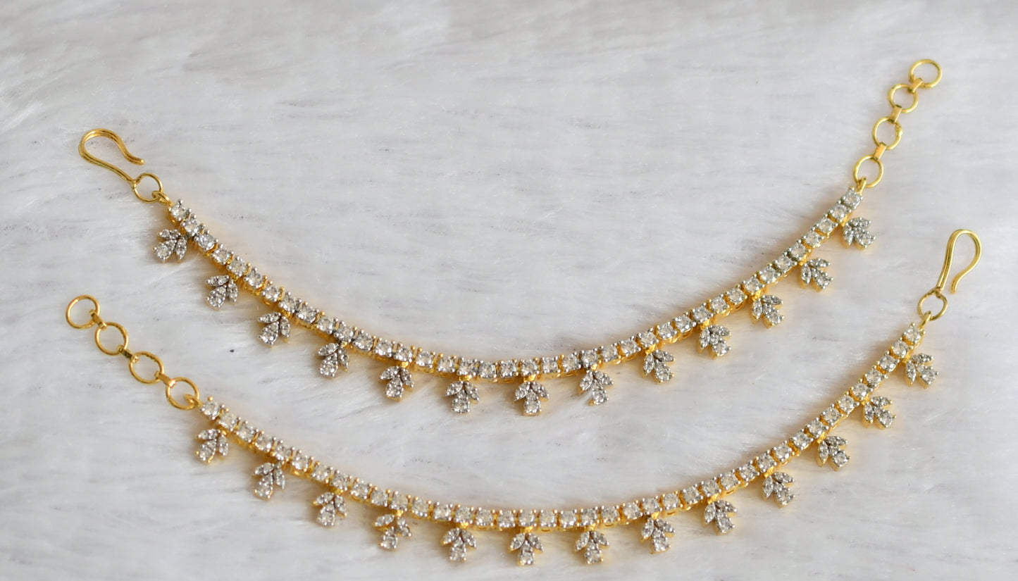 Two tone cz white stone ear side chain dj-49795