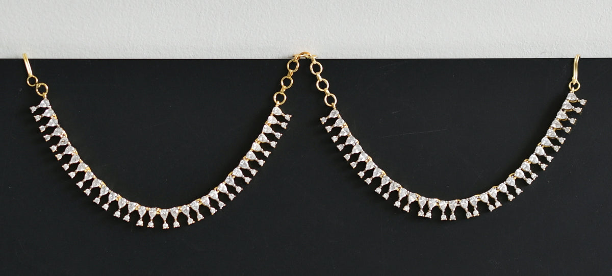 Whitestone Ear Chain Two tone cz white stone ear side chain dj-49798 – dreamjwell