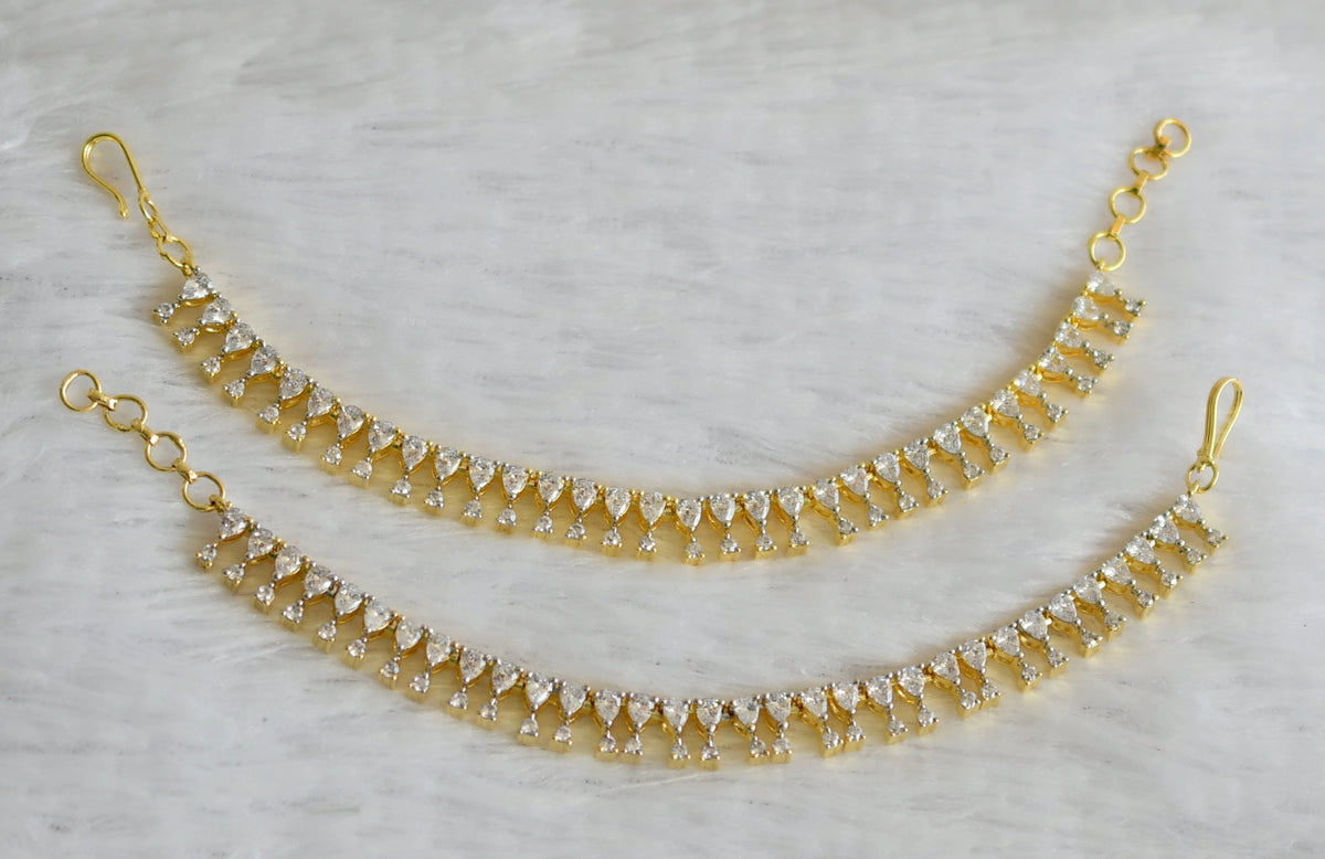 Whitestone Ear Chain Two tone cz white stone ear side chain dj-49798 – dreamjwell
