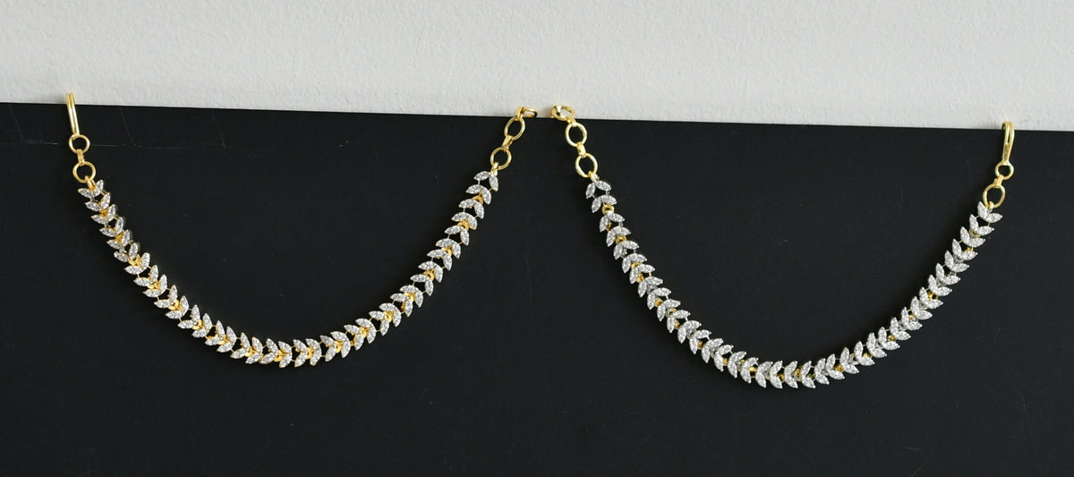 Whitestone Ear Chain Two tone cz white stone ear side chain dj-49797 – dreamjwell