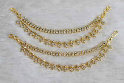 Two tone cz white stone double layer ear side chain dj-49792