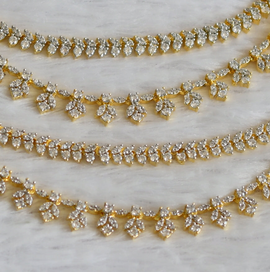 Two tone cz white stone double layer ear side chain dj-49792