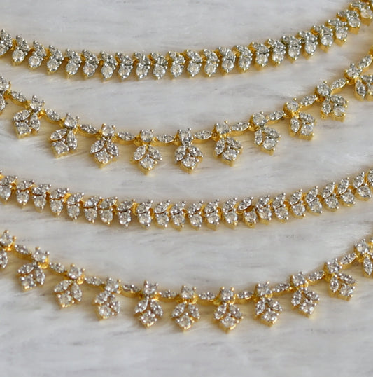 Two tone cz white stone double layer ear side chain dj-49792