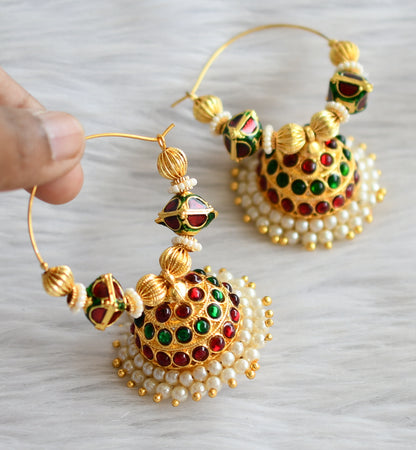 Gold Tone Kemp-green Hoop Jhumkka -dj04315