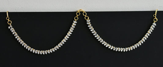 Two tone cz white stone ear side chain dj-49796