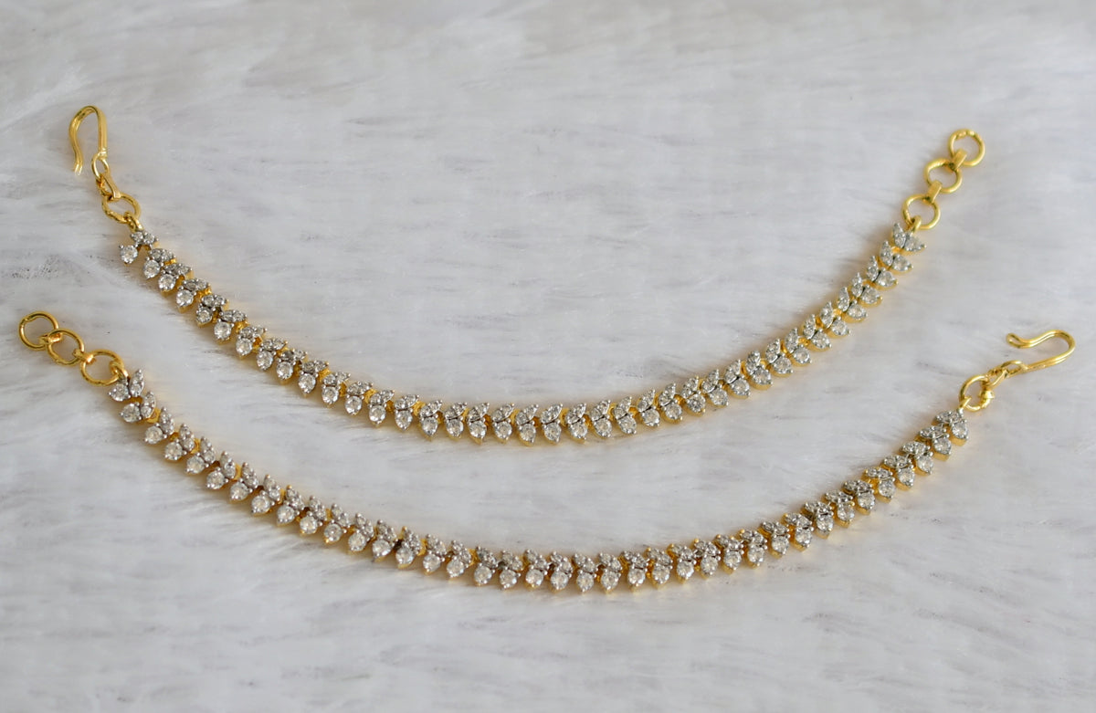 Whitestone Ear Chain Two tone cz white stone ear side chain dj-49796 – dreamjwell