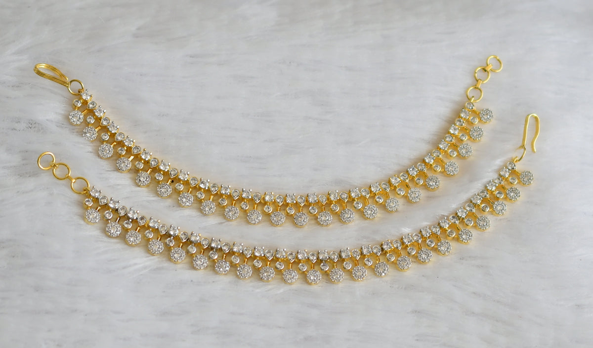 Whitestone Ear Chain Two tone cz white stone ear side chain dj-49794 – dreamjwell