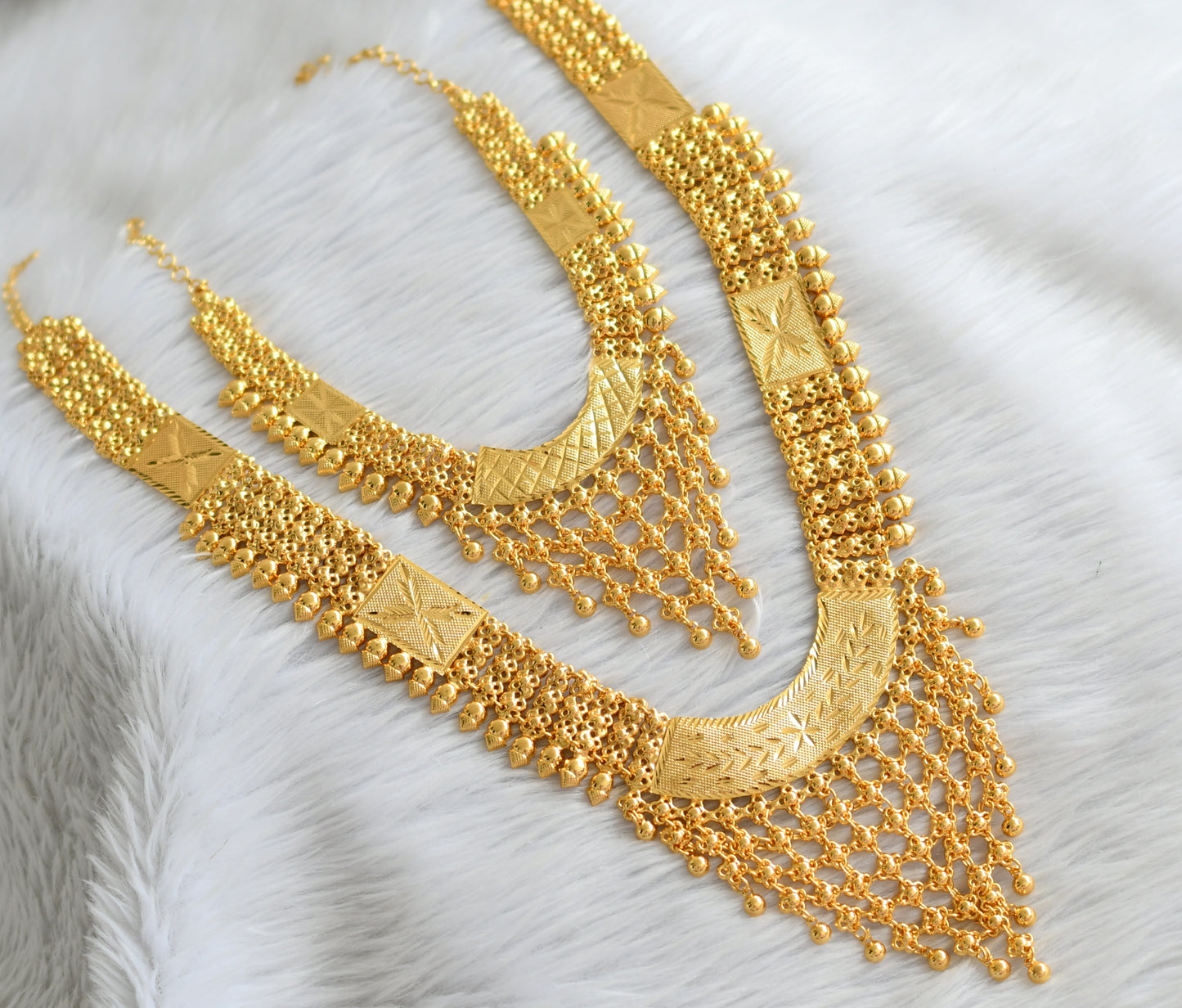 Gold tone kerala style combo haar set dj-44486