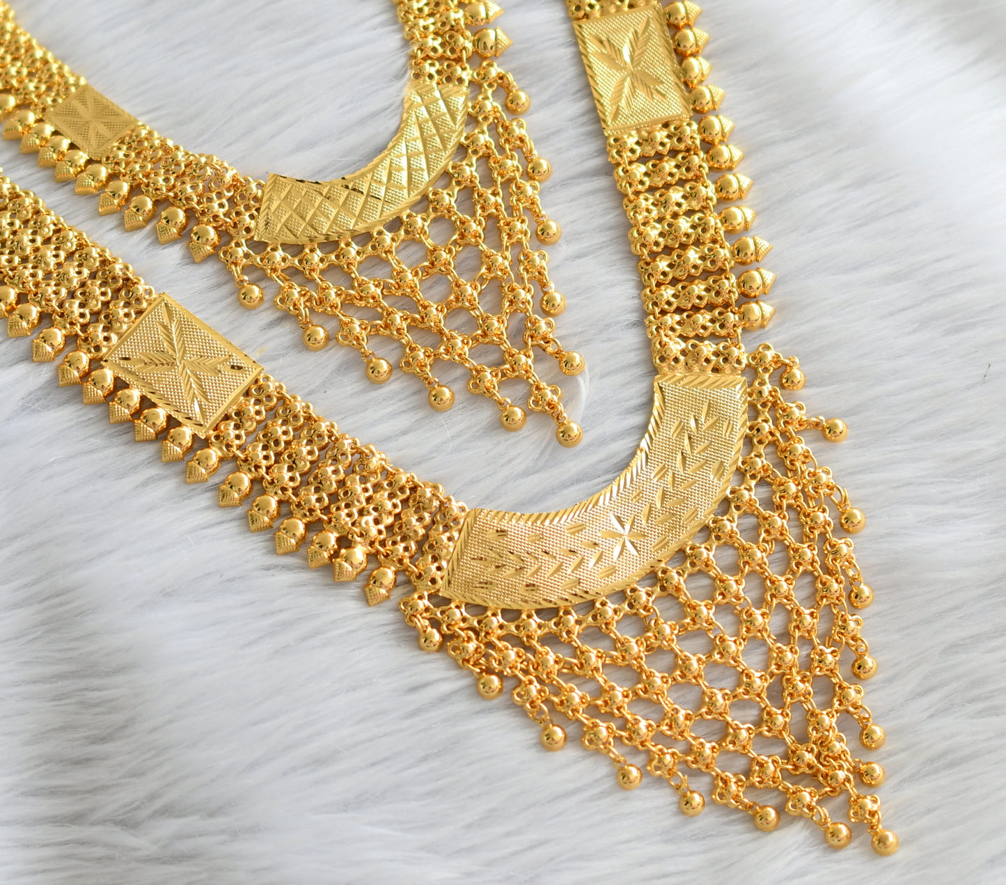 Gold tone kerala style combo haar set dj-44486