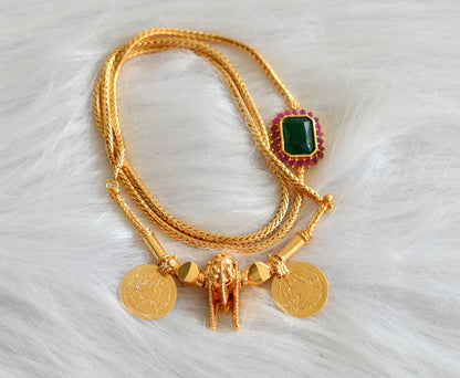 Gold tone South Indian style Mangalyam with ruby-green mugappu chain dj-43001