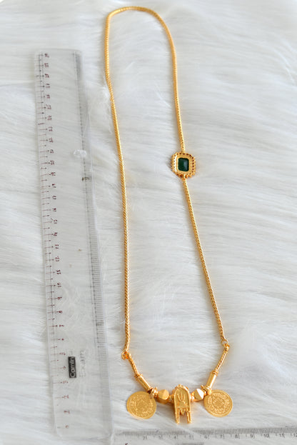 Gold tone South Indian style Mangalyam with ruby-green mugappu chain dj-43001