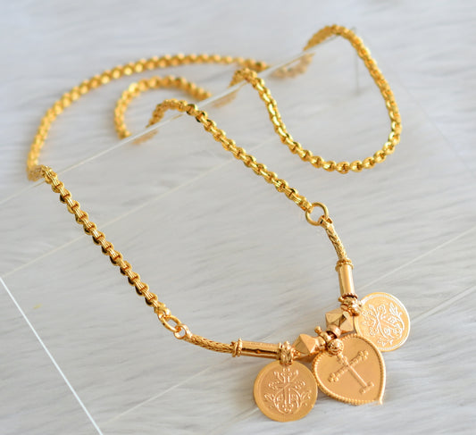 Gold tone Cross cross coin mangalyam dj-39093