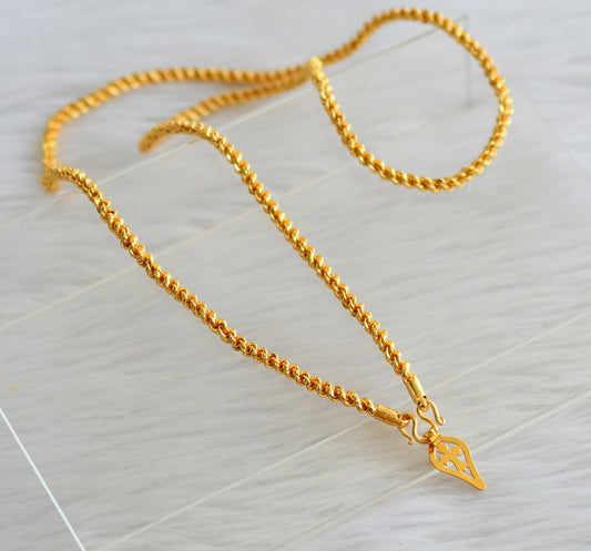 Gold tone Kerala style cross in elakka shape pendant with 24 inches chain dj-35052
