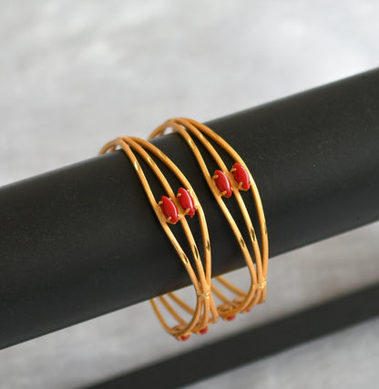 Matte gold tone coral bangles(2.2) dj-46297