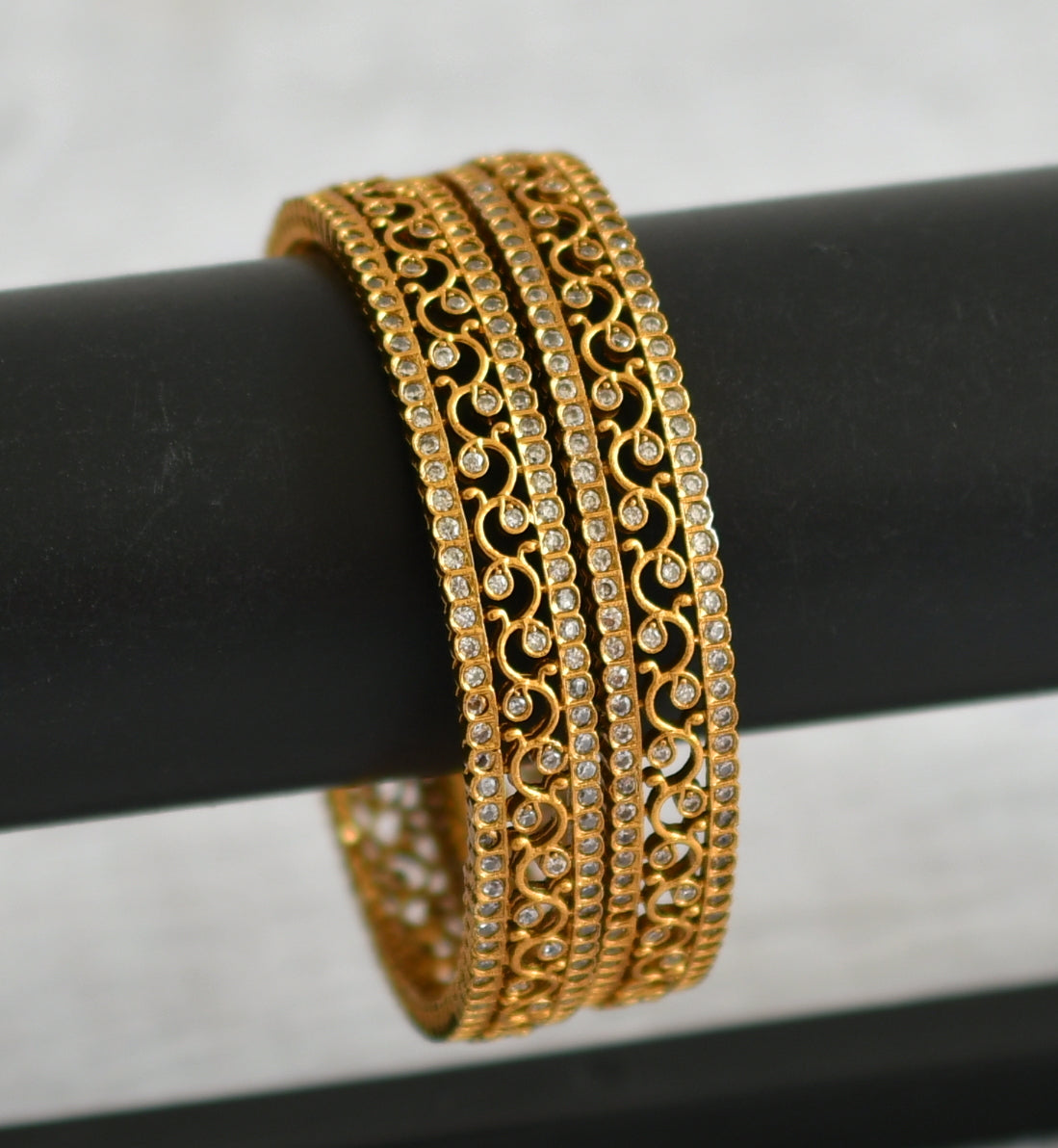Matte finish cz white stone bangles(2.4) dj-47890 – dreamjwell