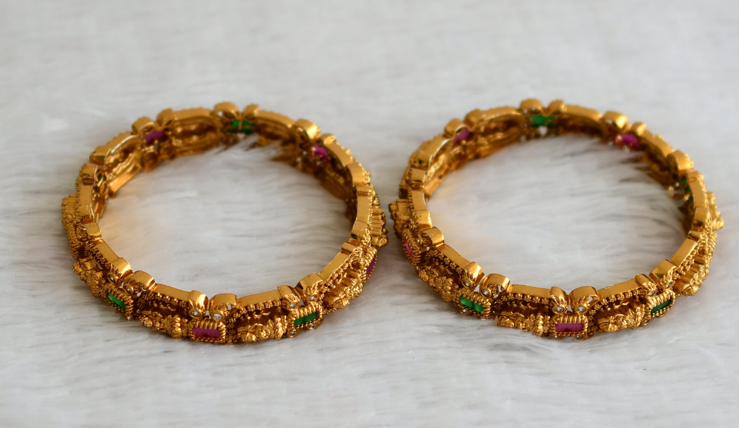 Matte finish ruby-green-white lakshmi bangles(2.8) dj-47907