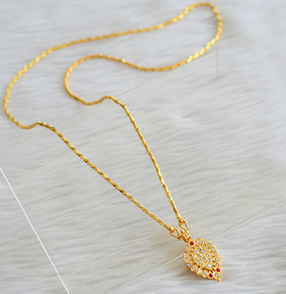 Gold tone 24 inches chain with south indian ad pink-white pendant dj-44506