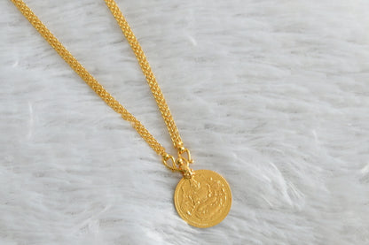 Gold tone Lakshmi coin pendant with chain dj-38723