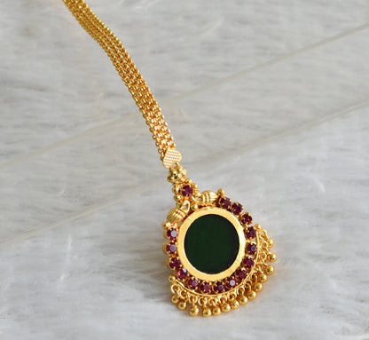 Gold tone green round Kerala style tikka dj-36407