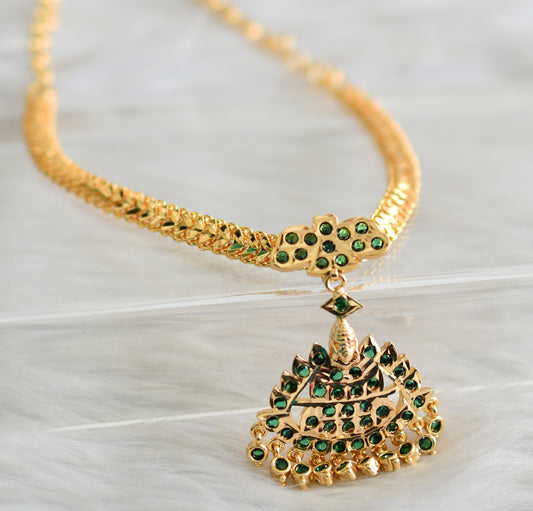 Gold tone South Indian style Green Lakshmi attigai/necklace dj-43038