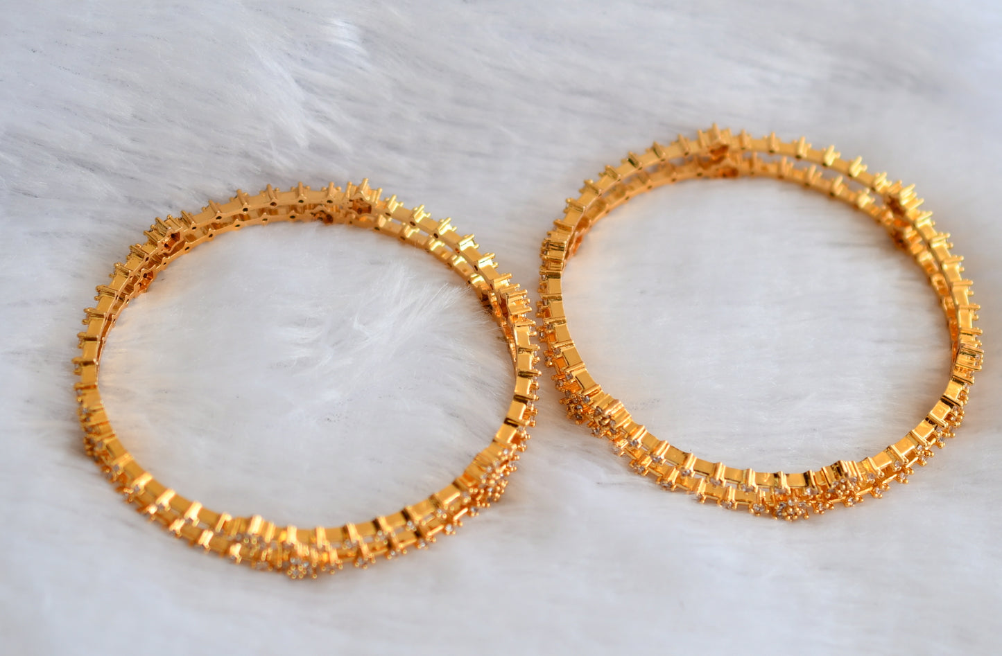 Gold Tone Cz White Set Of 4  nakshatra  Bangles (2.8) dj-27657