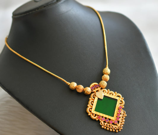 Gold tone kerala style pink-green necklace dj-44516