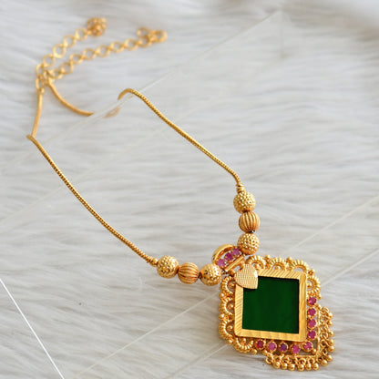 Gold tone kerala style pink-green necklace dj-44516