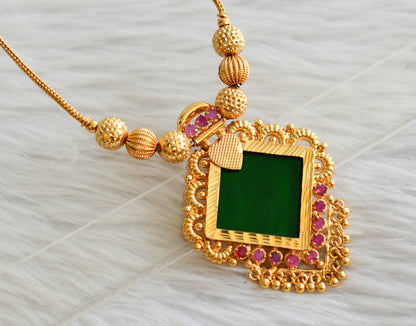 Gold tone kerala style pink-green necklace dj-44516