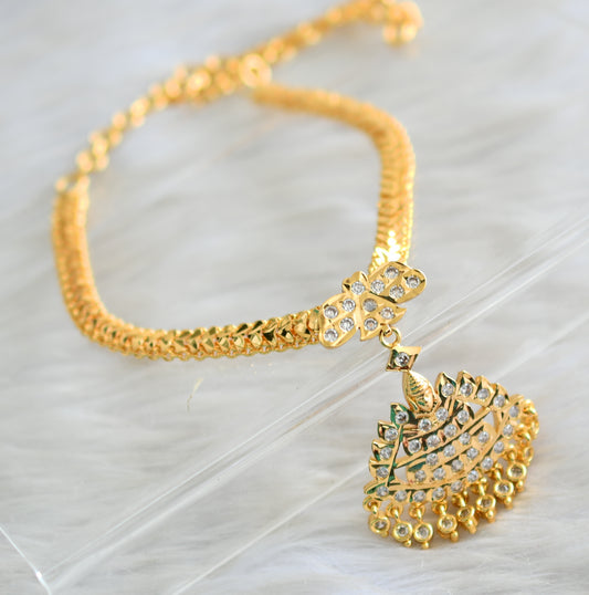 Gold tone South Indian style White Lakshmi attigai/necklace dj-43041