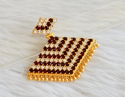 Gold tone kerala style maroon-white stone pathakkam pendant dj-44519