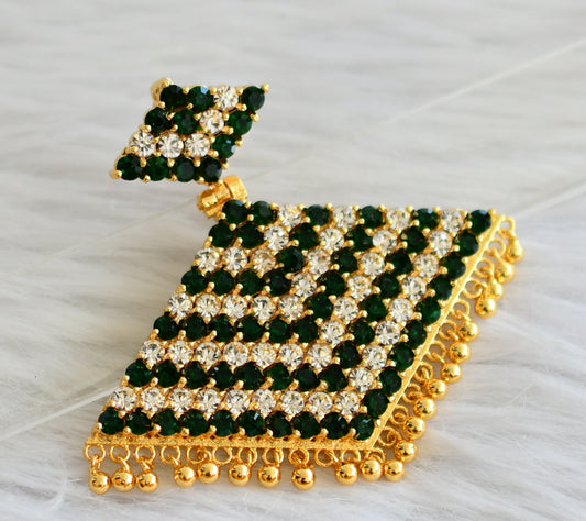 Gold tone kerala style green-white stone pathakkam pendant dj-44520