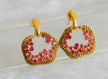 Antique gold tone ruby stone party wear earrings dj-47928